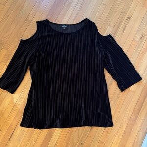 Black Ribbed Cut Out Blouse 1X